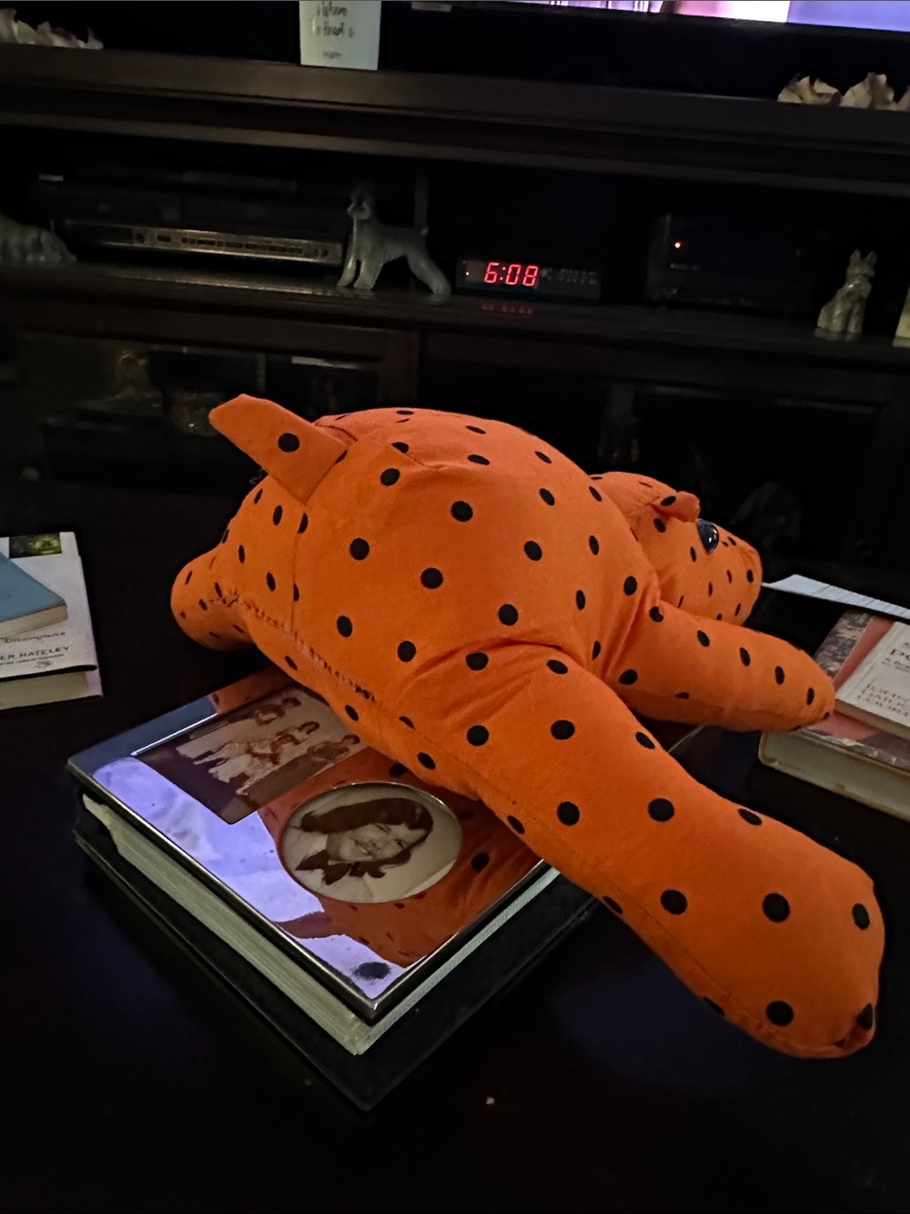 Hippy the Hippo Handmade Orange Polka Dot Plush Hippo Toy - Picture 3 of 7